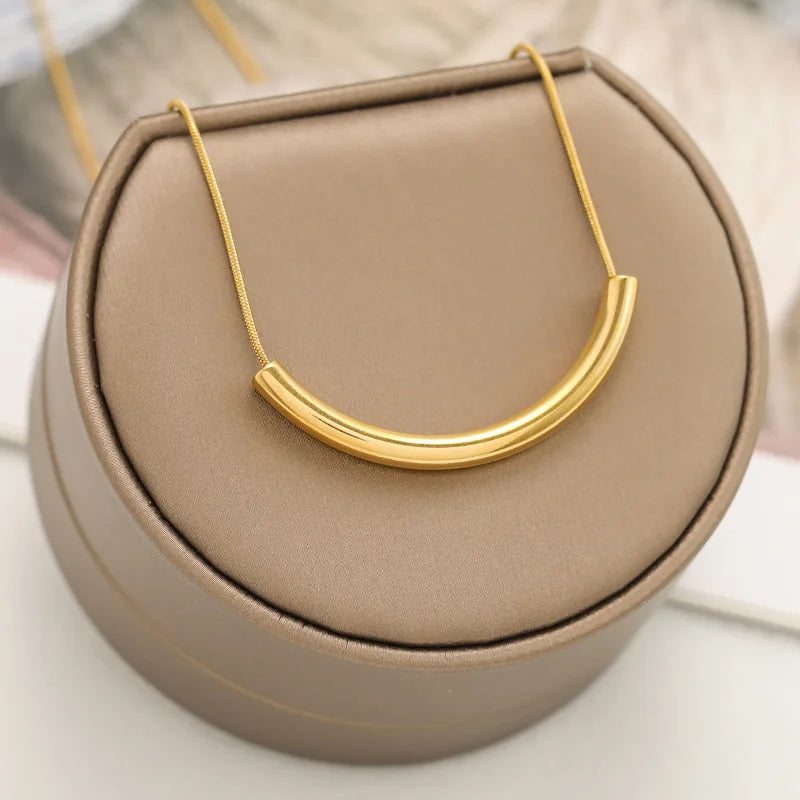 316l aço inoxidável nova moda jóias de luxo minimalismo arco circular encantos cobra corrente gargantilha colares & pingente para mulher
