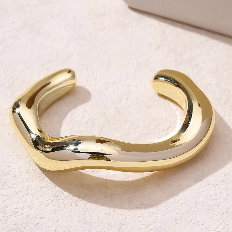 Moda grande manguito pulseiras mulheres vintage declaração de plástico geométrico aberto pulseira hip hop punk ouro prata cor jóias