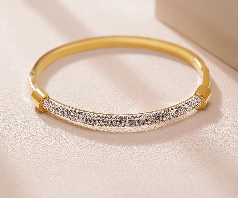 Moonlight moda zircônia cúbica manguito pulseiras para mulheres na moda titânio aço circular clássico pulseira feminina jóias presente