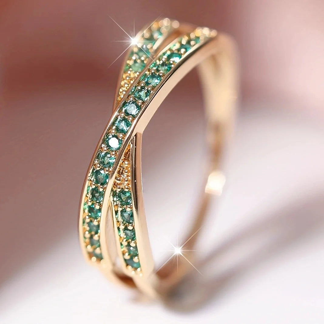 Anéis de casamento cruzados empilháveis minimalistas, preto, dourado, prata, azul, vermelho, verde, pedra branca, zircônia, anéis finos para mulheres, joias