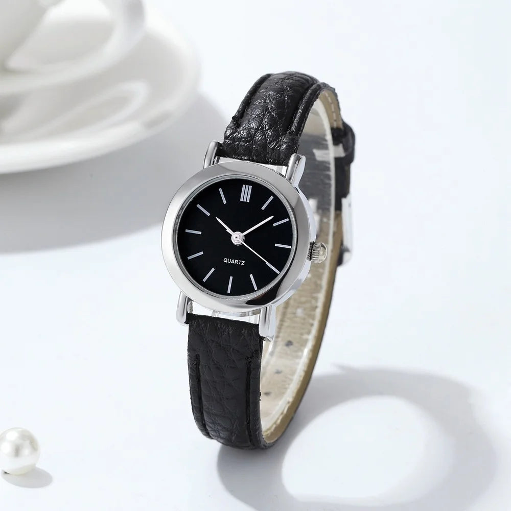 Relógio feminino moda pequena árabe relógios de quartzo pulseira de couro relógios de pulso