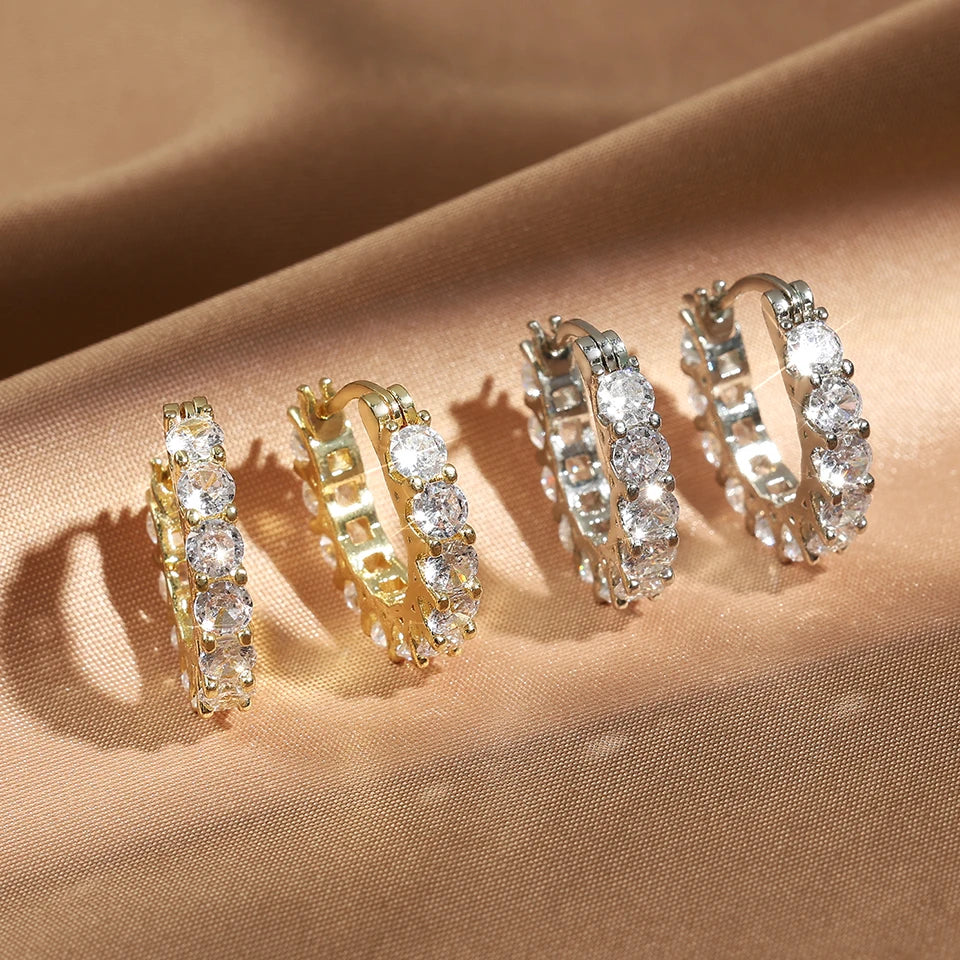 UILZ Clássico América U Forma Brincos Para As Mulheres Meninas de Alta Qualidade Brilhante Zircon Ear Accessory Occident Style Jóias Presentes